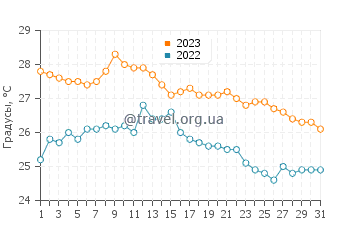 Температура воды в Ринкон де Гуайябитос в декабре