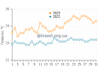 Температура воды в Икод-де-лос-Виносе в августе